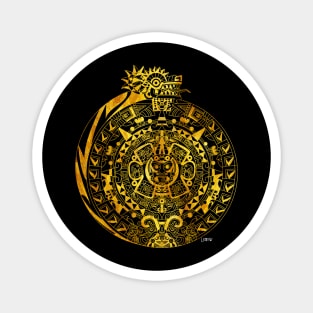 golden sun solatzo ecopop in teotihuacan aztec calendar art Magnet